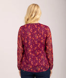 MUDFLOWER Wine Floral Blouse