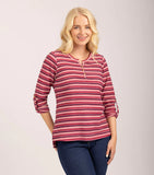 MUDFLOWER Pink Stripe Notch Neck Top