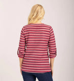 MUDFLOWER Pink Stripe Notch Neck Top