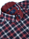 DRIFTER Navy & Red Check Long Sleeve Shirt