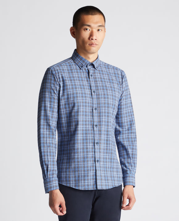 REMUS UOMO Blue Check Tapered Fit Shirt