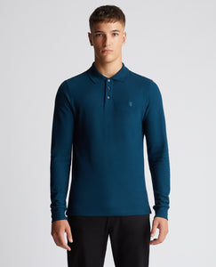 REMUS UOMO Petrol Blue Long Sleeve Polo