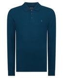 REMUS UOMO Petrol Blue Long Sleeve Polo