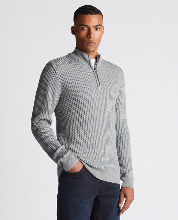 REMUS UOMO Light Grey Half Zip Sweater