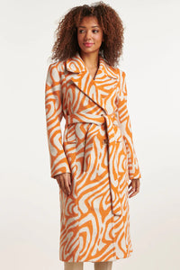 SMASHED LEMON Orange & Sand Abstract Print Coat