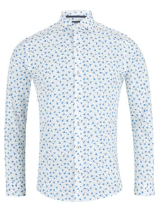 REMUS UOMO Blue & White Pattern Shirt