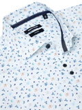 REMUS UOMO Blue & White Leaf Print Shirt