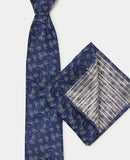 REMUS UOMO Navy Flower Silk Tie & Pocket Square Set