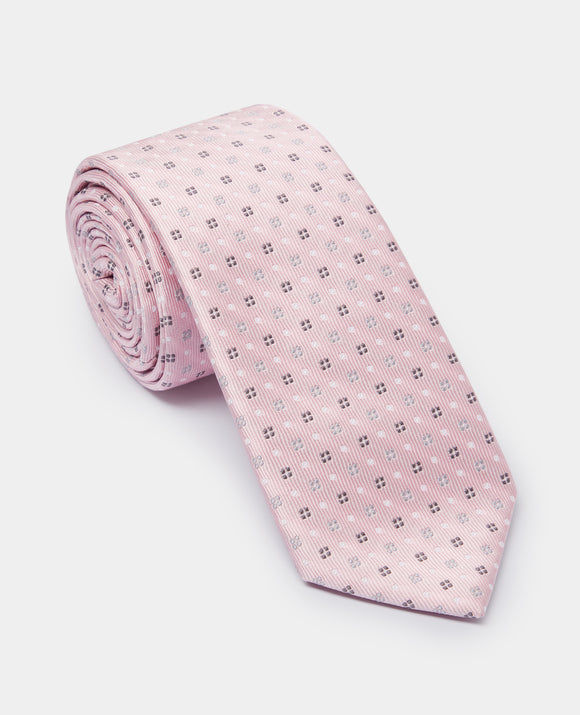 REMUS UOMO Pink Square Tie & Pocket Square Set