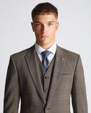 REMUS UOMO Navy & Brown Tie & Pocket Square Set