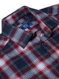 DRIFTER Navy & Red Check Long Sleeve Shirt