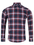 DRIFTER Navy & Red Check Long Sleeve Shirt