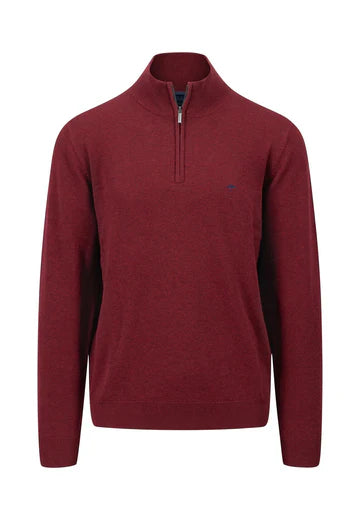 FYNCH HATTON Ruby Red Superfine Troyer 1/4 Zip