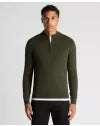 REMUS UOMO Khaki Long Sleeve Half Zip Sweater