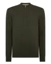 REMUS UOMO Khaki Long Sleeve Half Zip Sweater