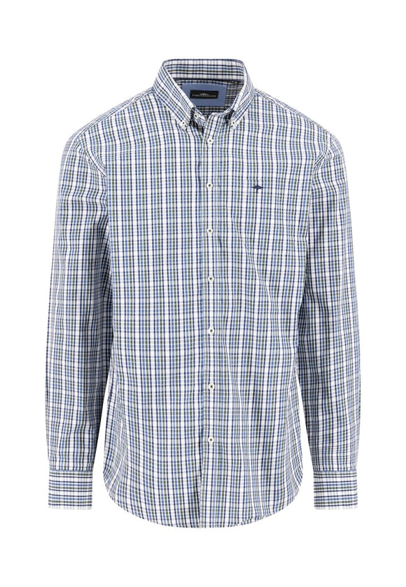FYNCH HATTON Dark Ivy Check Shirt 1514 5750