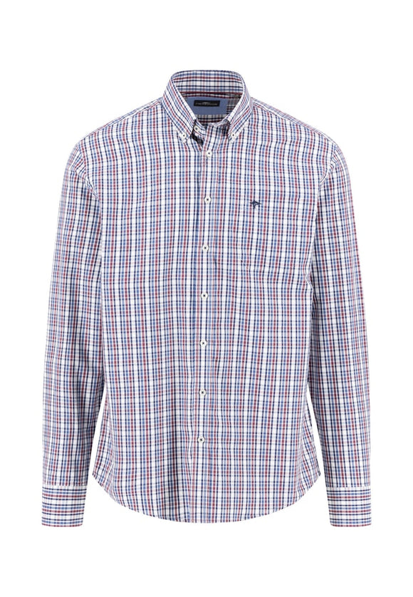 FYNCH HATTON Deep Merlot Check Shirt 1514 5750