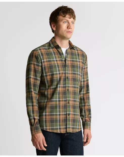 Remus Uomo Brown/Green Tapered Long Sleeve Casual Shirt 13976/46