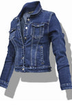 Katara Dark Blue Cropped Denim Jacket