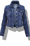 Katara Dark Blue Cropped Denim Jacket