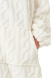 INDIGO SKY Cream Cable Knit Fleece Snuggle Hoodie