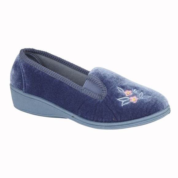 SLEEPERS Gina Blueberry Velour Slipper