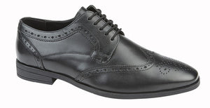 ROAMERS Black Soft Leather Brogue