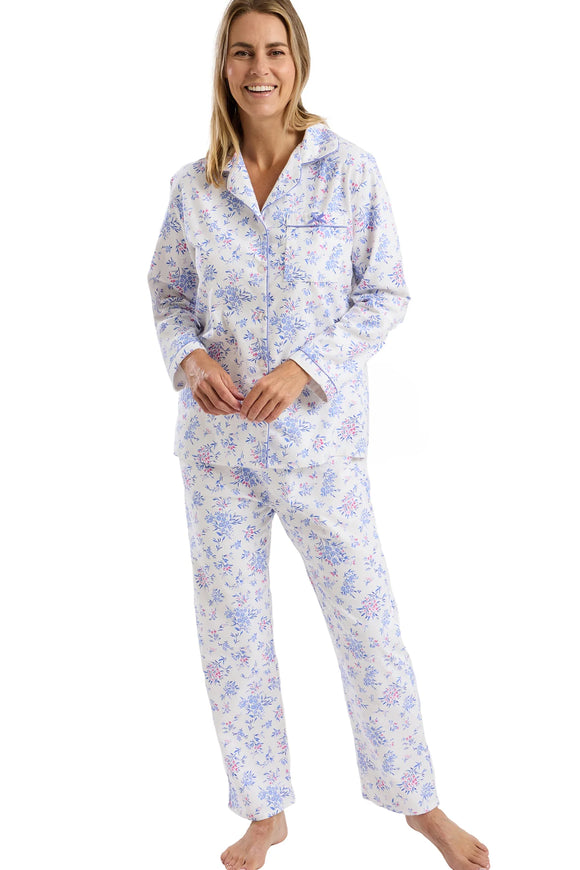 MARLON Blue Floral Bouquet Winceyette Pyjama Set