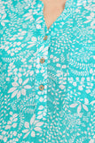 MUDFLOWER Jade Leaf Print Cotton Blouse