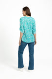 MUDFLOWER Jade Leaf Print Cotton Blouse