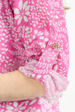 MUDFLOWER Pink Leaf Print Cotton Blouse