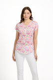 MUDFLOWER Pink Leaf Print Top 267