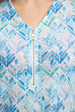 MUDFLOWER Blue Leaf Print Top 267