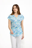 MUDFLOWER Blue Leaf Print Top 267