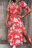 Milani Orange Floral Side Split Midaxi Dress