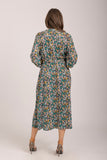 MUDFLOWER Teal Floral Tie Waist Dress