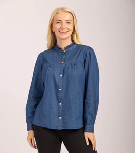 MUDFLOWER Denim Frill Collar Shirt