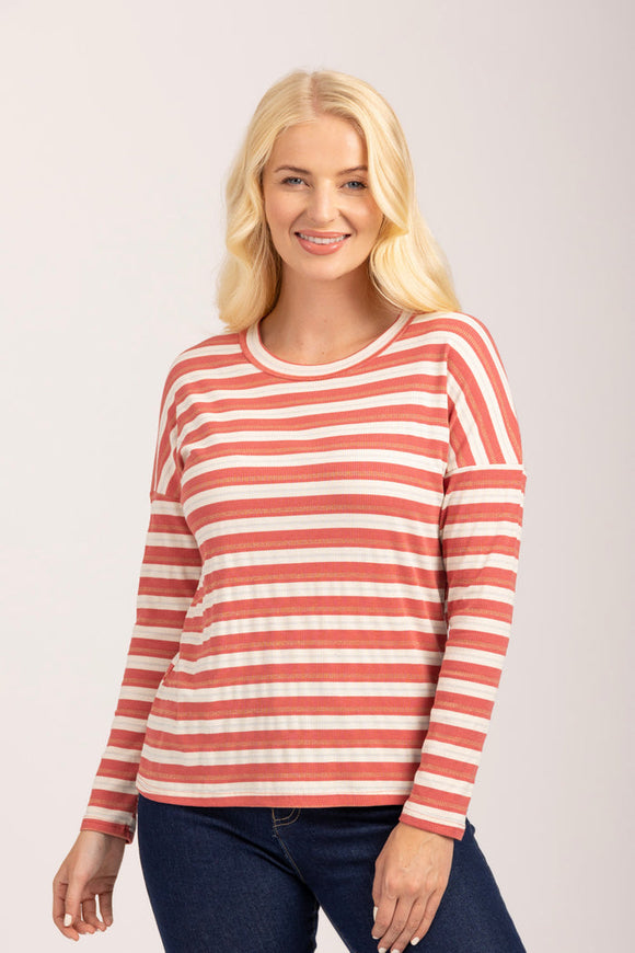 MUDFLOWER Pink Stripe Lurex Top