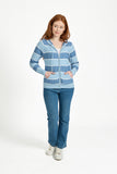 MUDFLOWER Blue Stripe Cable Knit Zip Up Cardigan