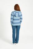 MUDFLOWER Blue Stripe Cable Knit Zip Up Cardigan