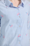 MUDFLOWER Blue Floral Embroidered Shirt 210