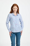 MUDFLOWER Blue Floral Embroidered Shirt 210