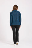 MUDFLOWER Teal Boucle Zip Neck Top