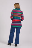 MUDFLOWER Navy Multi Striped Cowl Neck Top