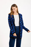 MUDFLOWER Blue Leopard Print Cardigan