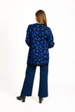 MUDFLOWER Blue Leopard Print Cardigan
