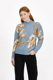 MUDFLOWER Blue Floral Jacquard Knit 333