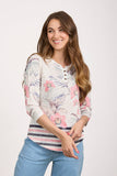 MUDFLOWER Pink Floral Burnout Top