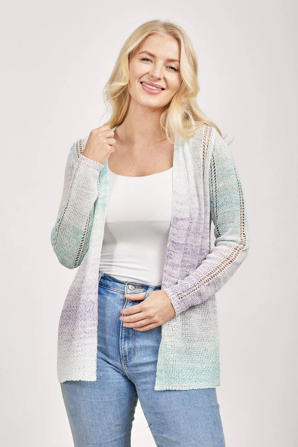 MUDFLOWER Lilac Space Dye Pointelle Cardigan