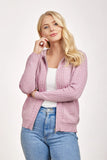 MUDFLOWER Lilac Cable Knit Hooded Cardigan